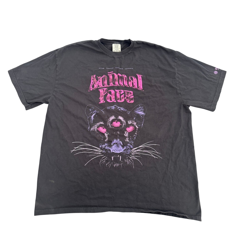 Rythm Merch Animal Face Cannabis Graphic T-Shirt Mens 2XL Black Pink